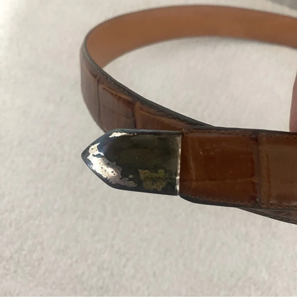 Vintage Genuine Leather ONYX by BRIGHTON Brown Unisex Belt Size 38 Large USA